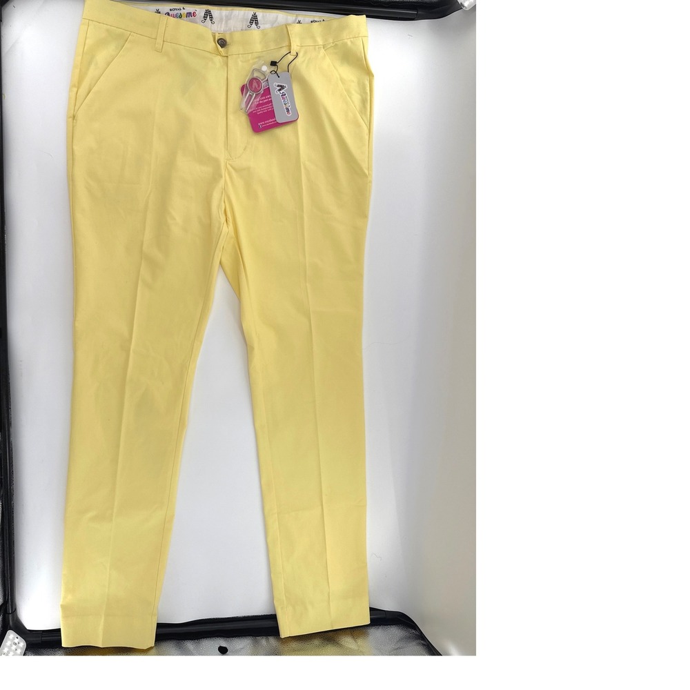 Royal & Awesome (Yellow) Golf Trousers Mens 40x34